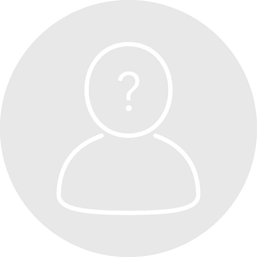 A generic user avatar icon with a head and shoulders outline and a question mark in the center, set against a plain grey background.